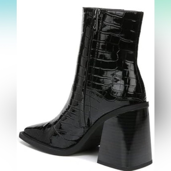 Sam Edelman Circus Women's Layla Black Croc-Embossed Ankle Boots - Picture 5 of 12